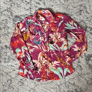 Express Floral Long Sleeve Blouse—-Size: Small